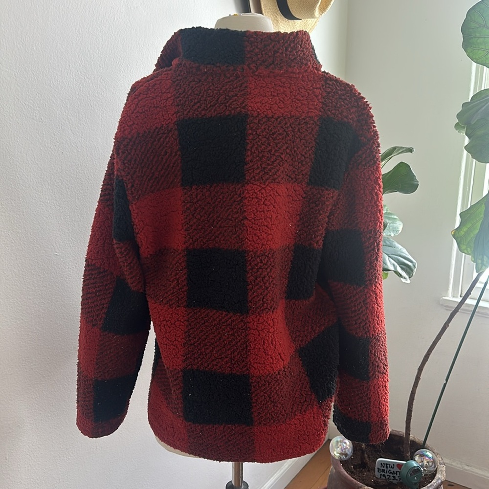 Cozy Red and Black Plaid Pullover - Picture 3 of 3